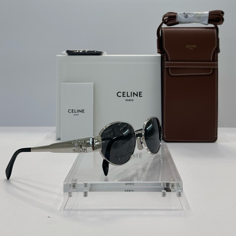 NWT CELINE Metal Triomphe Sunglasses, Silver, 100% AUTHENTIC!!!